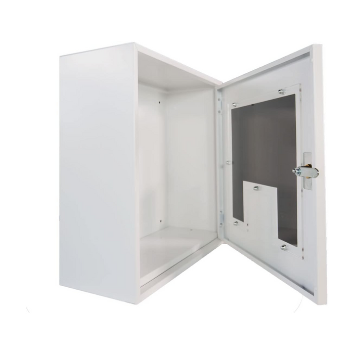 Universal AED-Metallschrank mit Sichtfenster für Defibrillator offen