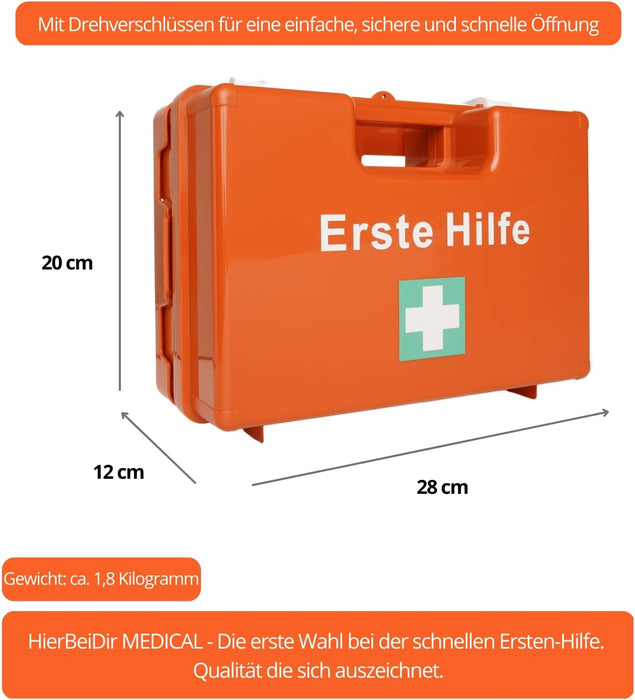Restposten Erste Hilfe Kasten DIN 13157:2021 - MEDIUM - mit Wandhalterung
