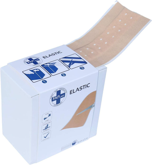 HierBeiDir Wundschnellverband - Wundpflaster elastisch, atmungsaktiv - 6 cm x 5 m