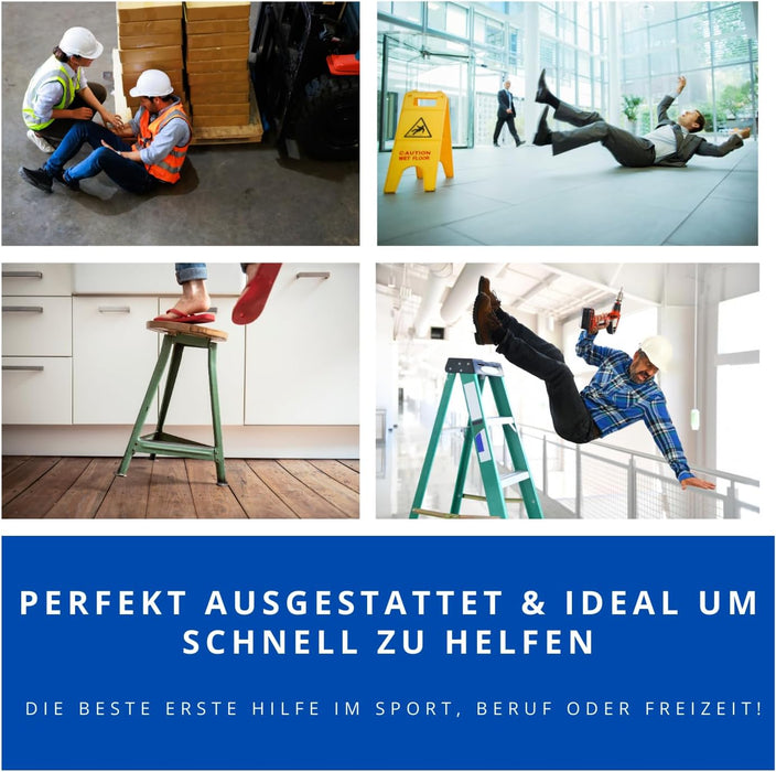 Erste Hilfe Verbandschrank G -  60 x 50 x 13 cm - Metall - mit DIN 13169:2021  - 3 Fächern (zweitürig) + abschließbares Medikamentenfach