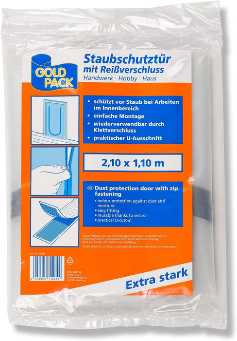 GOLDPACK 06009 Staubschutztür mit Reißverschluss, transparent