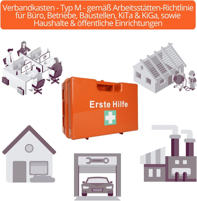 Erste Hilfe Kasten DIN 13169:2021 - MEDIUM (TYP M) - mit Wandhalterung