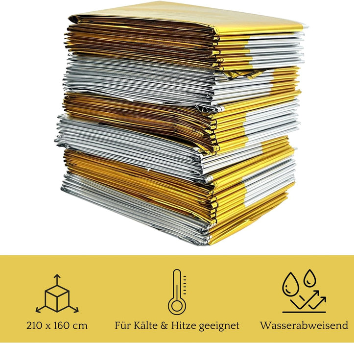 Rettungsdecke - 210cm x 160cm - Erste-Hilfe Decke – Notfall-Decke - Emergency Blanket – Thermal Blanket
