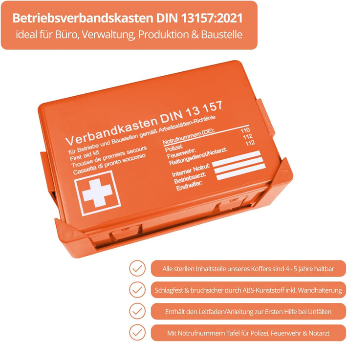 Restposten - Betriebsverbandskasten DIN 13157:2021 verkürztes MHD bis 10/2027