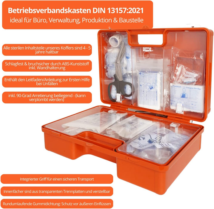 Restposten Erste Hilfe Kasten DIN 13157:2021 - MEDIUM - mit Wandhalterung