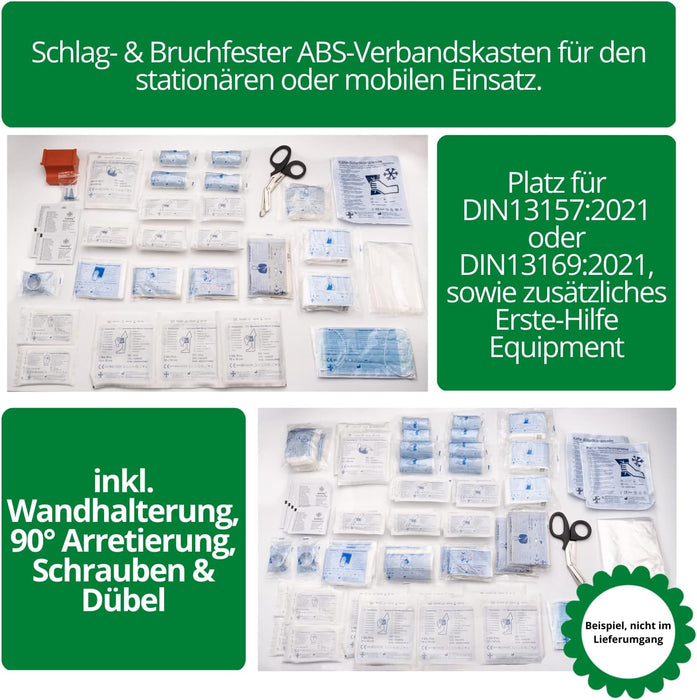 Erste Hilfe Kasten - LARGE (TYP L) - mit Wandhalterung für DIN13157/DIN13169