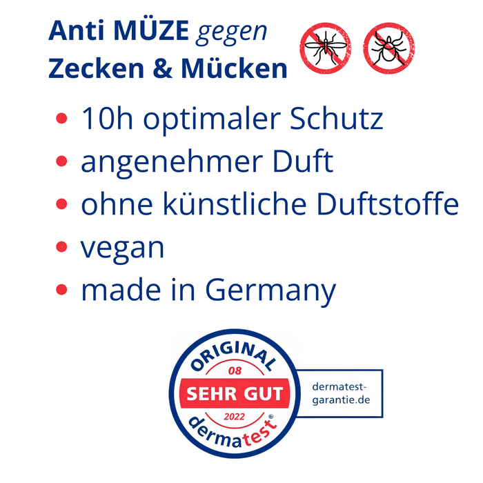 OPTIMED ANTI MÜZE -  MÜcken ZEcken Schutz Spray 100ml – Insektenspray mit Icaridin & Lavendelextrakt – 10h Schutz vor Zecken, Mücken, Moskitos – DEET-frei, vegan, ohne künstliche Duftstoffe