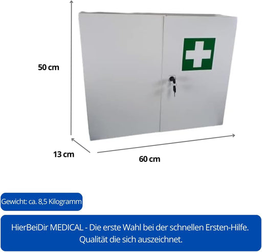 Erste-Hilfe-Verbandschrank Leer ohne DIN Füllung mit den Maßen 600x130x500mm